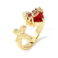 Brazaletes de vidrio con anillos abiertos&nbsp;RJEW-P178-01E-G