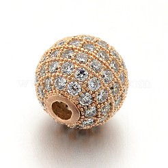 Cz Messing Micro Pave Zirkonia runde Perlen&nbsp;ZIRC-L017-01RG