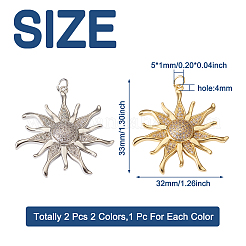 2 pièces 2 couleurs laiton micro pavé pendentifs en zircone cubique claire&nbsp;ZIRC-PJ0001-09