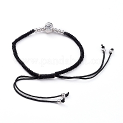 Bracciali intrecciati con filo di nylon regolabile in ottone teschio&nbsp;BJEW-JB04984-03