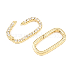 Anneaux de ressort ovales en laiton micro-pavés de zircon cubique transparent&nbsp;KK-C162-093G