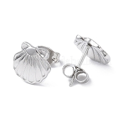 304 Edelstahl Muschel Ohrstecker für Damen&nbsp;EJEW-I285-13P