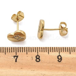 Orecchini a bottone con micro pavé di zirconi chiari in ottone placcato cremagliera&nbsp;EJEW-K299-01G-B