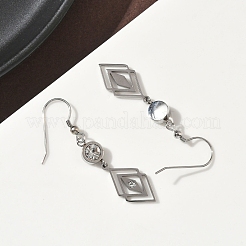 304 Edelstahl-Ohrhänger mit Rautenmotiv&nbsp;EJEW-Z129-12G-01