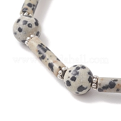 Braccialetti di perline di diaspro dalmata naturale e turchese sintetico&nbsp;BJEW-JB13232