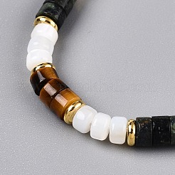 Säulenförmige Halsketten aus natürlichen Tigeraugen&nbsp;NJEW-T017-01G