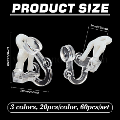 60 Stück Ohrclip-Beschläge aus Harz in 3 Farben&nbsp;FIND-PH0026-54