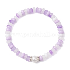 4 bracciale elastico in perline di vetro e giada imitazione per donna&nbsp;BJEW-JB12594