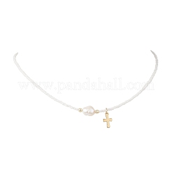Sets aus Armbändern und Halsketten aus natürlichen Süßwasserzuchtperlen und Glasperlen&nbsp;SJEW-JS01365