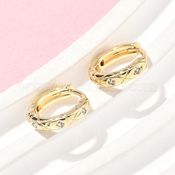Pendientes de aro de latón cuadrado con micropavé de circonitas cúbicas transparentes&nbsp;EJEW-Z102-38G