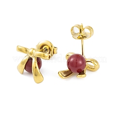Ionenplattierung (IP) 304 Edelstahl Emaille Ohrstecker für Frauen&nbsp;EJEW-A049-18G-01