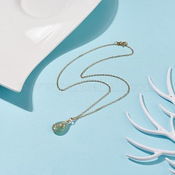 Collier pendentif en forme de larme d'aventurine verte naturelle&nbsp;NJEW-JN03900-02