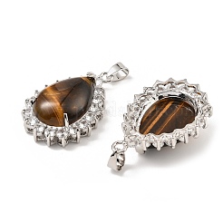 Colgantes de ojo de tigre natural y rhinestone&nbsp;G-K338-31P-09