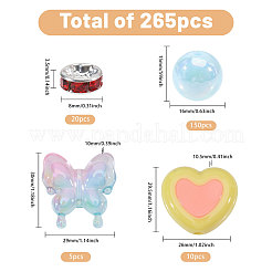 Kit di perline distanziatrici in acrilico e ottone con strass a forma di cuore e farfalla&nbsp;DIY-CA0008-06