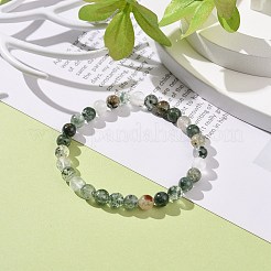 Bracelet extensible à perles rondes en quartz lodolite naturel / quartz de jardin&nbsp;BJEW-JB08919-01