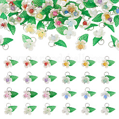 40 pz 8 stili di ciondoli a forma di fiore con pietre preziose miste naturali&nbsp;PALLOY-TA00291