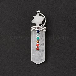 Grands pendentifs en cristal de quartz naturel sur le thème du chakra&nbsp;G-L524-12P-07