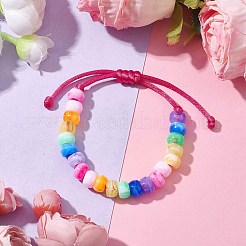 7-farbige geflochtene Perlenarmbänder aus Rondell-Acryl&nbsp;BJEW-JB10223-01