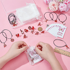 Mental Health Awarenessnes Thema Legierung Emaille Band/Herz/Schmetterling Charme geflochtene Perlen Armbänder Kits&nbsp;SJEW-WR00002