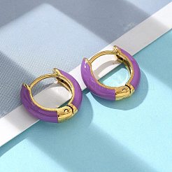 Pendientes de aro de esmalte con revestimiento iónico (IP)&nbsp;EJEW-G344-02G