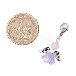 Pendentif décoratif en jade malaisien naturel et teinté ange&nbsp;HJEW-JM02763-04