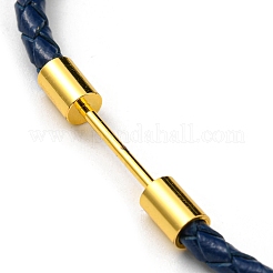 Gliederarmband aus Messing mit Säulen und Lederschnüren&nbsp;BJEW-G675-05G-02