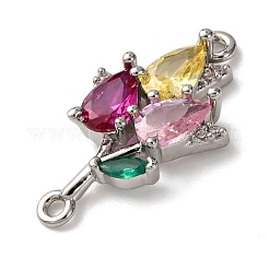 Messing Pavé bunte Zirkonia Blume Verbinder Verbinder Charms&nbsp;KK-C119-12P