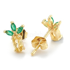 Orecchino a bottone in ottone cubic zirconia&nbsp;EJEW-O106-03G