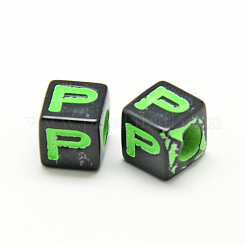 Cuentas de letras de agujero horizontal de acrílico opaco&nbsp;SACR-S297-02