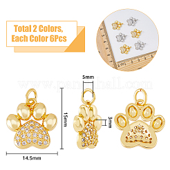 12 ciondolo in zirconia cubica micro pavé in ottone placcato in 2 colori&nbsp;KK-DC0003-18