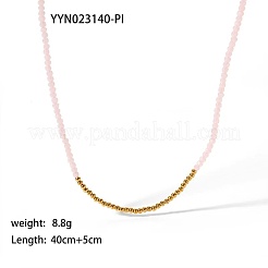 Collane con perline rotonde in vetro e acciaio inossidabile per donna&nbsp;PH3717-3