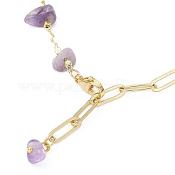 Armbänder aus natürlichen Amethyst-Chip-Perlen und Messing-Büroklammerketten&nbsp;BJEW-JB12715-01