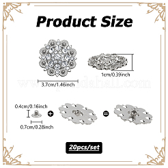 20 pieza de flor de aleación de zinc y rhinestone y remaches de vidrio&nbsp;BUTT-NB0001-84D