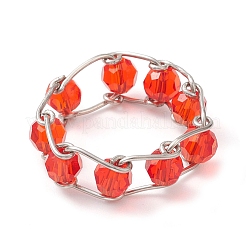 Runde Fingerringe aus Glasperlen&nbsp;RJEW-JR00679