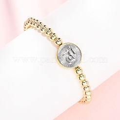 Stretch-Armbänder aus Messing mit runden Perlen für Damen&nbsp;BJEW-H640-03A-GP