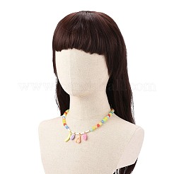 Acryl-Charm-Halskette mit runden Perlenketten für Frauen&nbsp;NJEW-JN04165
