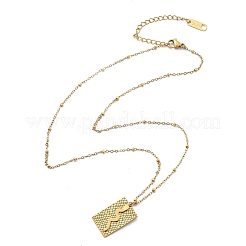 Collana con catena satellitare a forma di serpente rettangolare in acciaio inossidabile 304 per donna&nbsp;LS-NJEW-F332-01G