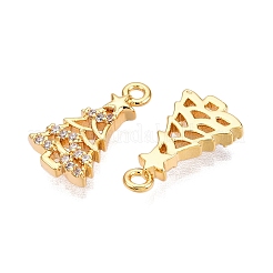 Pendentifs en laiton à micro pavé de zircones cubiques transparentes sur le thème de Noël&nbsp;X1-KK-T073-19G