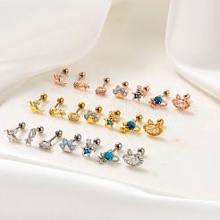 Orecchini in acciaio inossidabile 316l con zirconi cubici per cartilagine da donna&nbsp;WGF6ABA-04