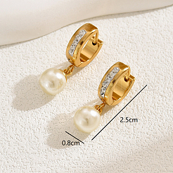 Pendientes de aro redondos de acero inoxidable 201 con circonitas cúbicas transparentes de moda&nbsp;SO8634
