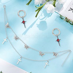 4 stücke 2 arten messing gedrehten ketten boot strap ketten & legierung siam strass schuhe charme sets&nbsp;HJEW-BM0001-06