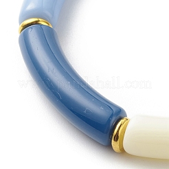 Imitation Jade Acryl Curved Tube Perlen Stretch-Armband für Frauen&nbsp;BJEW-JB08436-01