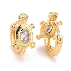 Aretes de aro con circonitas cúbicas de latón chapado en oro real de 18k&nbsp;EJEW-C012-06B