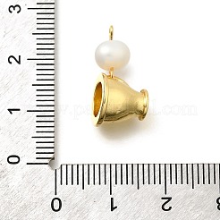 Becheranhänger aus Messing und Naturperlen&nbsp;KK-Z093-34G
