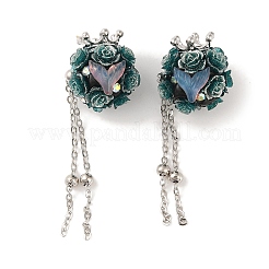 Perles pendantes en argile polymère et strass en forme de fleur faites à la main&nbsp;CLAY-H003-02M