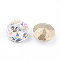 Cabochon in vetro con strass in vetro placcato oro e schiena a punta&nbsp;RGLA-J012-8mm-101