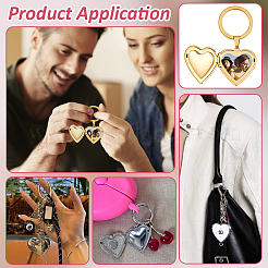4 porte-clés pendentif médaillon en forme de cœur en acier inoxydable 316&nbsp;KEYC-PH01620