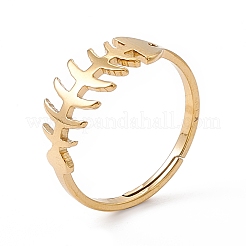 Anillo ajustable de espina de pescado de acero inoxidable con revestimiento de iones (IP) 201 para mujer&nbsp;RJEW-K238-12G