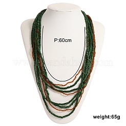 Lange mehrlagige Halsketten aus Holz- und Glassperlen im Bohème-Stil für Damen&nbsp;FS-WG013E3-01