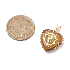 7 stücke 7 arten chakra natürliche tiger eye & sodalith & rot jaspis & quarz kristall & aventurin & amethyst & aventurin kupfer draht gewickelt herz anhänger&nbsp;PALLOY-JF03044